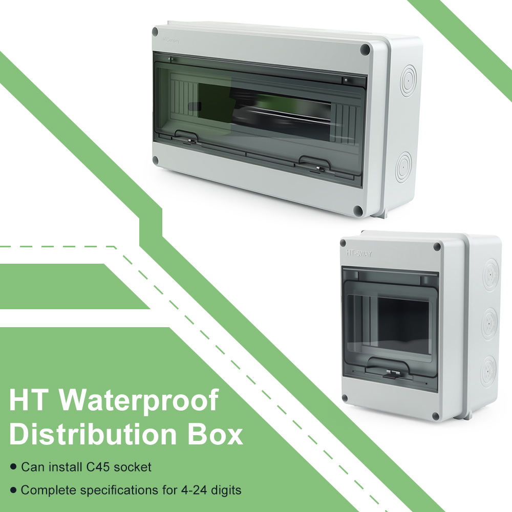 Outdoor Power Box Cover - HTシリーズ防水配電ボックス 5/8/12/15/18/24回路 ABS樹脂製電気エンクロージャー IP65 屋外ジャンクションボックス スイッチボックス