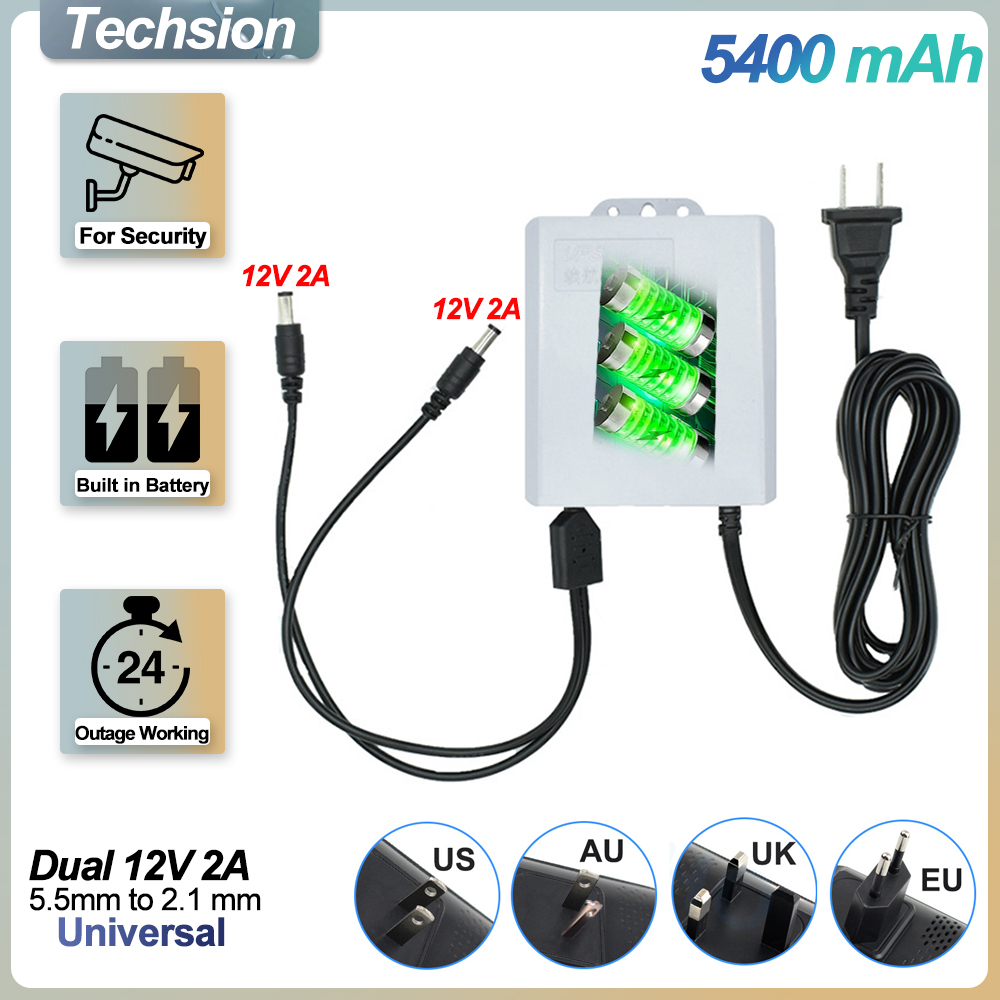 Ups Power Supply Outdoor - 屋外の二重 12V 2A の出力、停電持久力の電源、5400 MAh 作り付け電池、CCTV