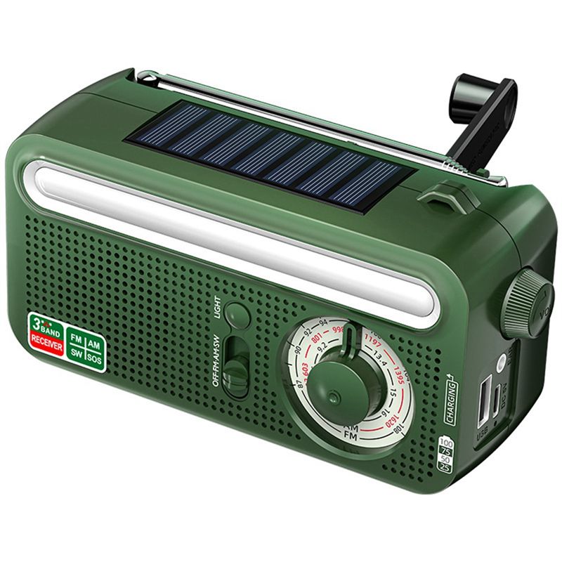 Outdoor Power Deals - トップセール ソーラーパネル ハンドクランク式天気予報ラジオ 屋外用懐中電灯 トーチライト 緊急ラジオ