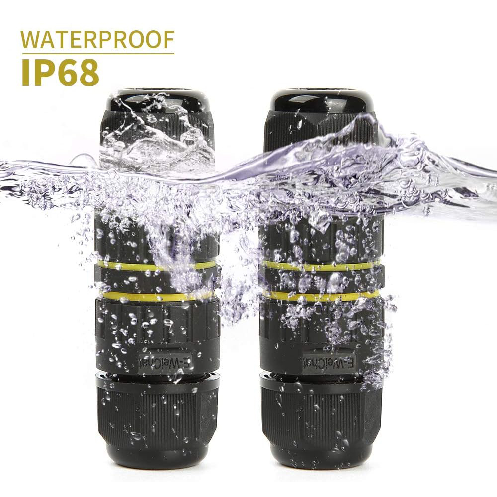 Outdoor Power Wire - 2ウェイ2/3ピンIP68屋外防水ジャンクションボックス電気ケーブルコネクタ、取り付け簡単、UL、M16、直径5〜8mmのワイヤー範囲用