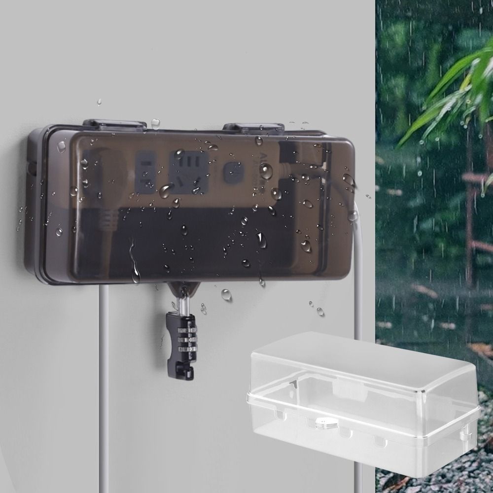 Outdoor Power Strip With Cover - 耐久性のあるプラスチック製プラグボックス盗難防止耐候性延長コードカバー保護コンセント防水電源タップ収納ボックス屋外用