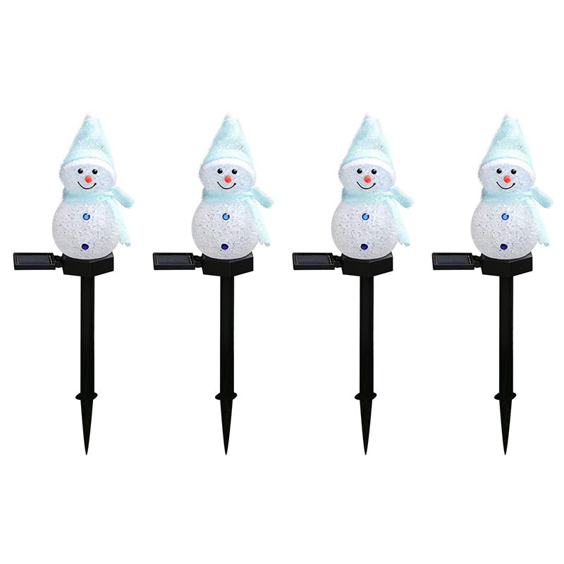 Outdoor Power For Xmas Lights - 新しい 4X 雪だるまソーラーライトクリスマス太陽光発電 LED 雪だるまライト装飾屋外ガーデンステークランプクリスマスブルー