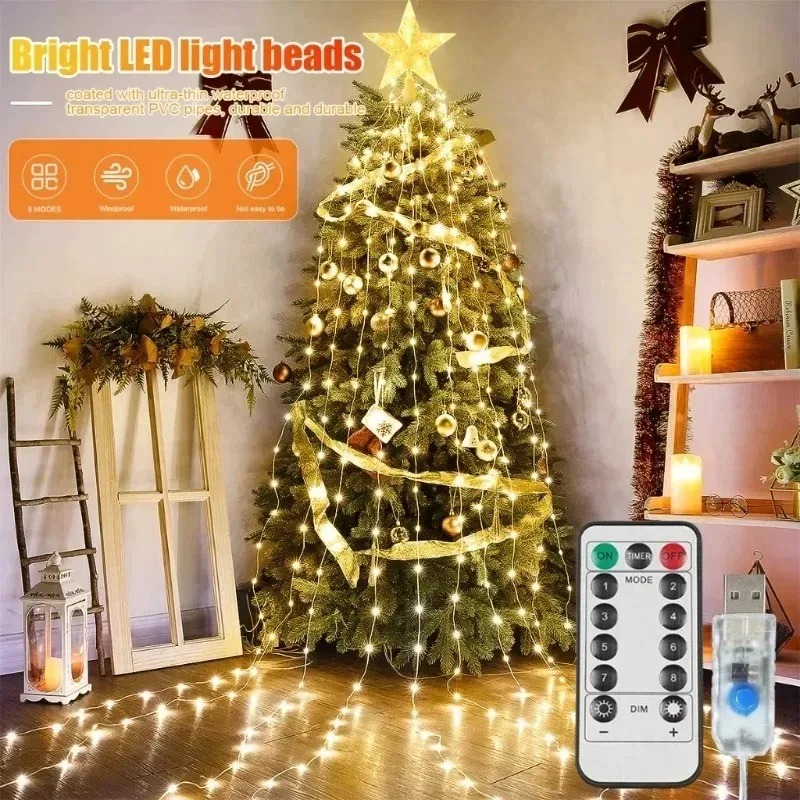 Outdoor Power For Xmas Lights - USB電源 200LED スターウォーターフォール フェアリーライト 2M 8モード