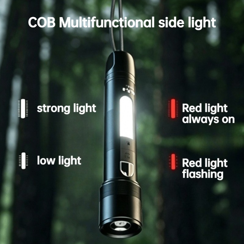 多機能 LED 懐中電灯ズーム可能な COB サイドライト充 - Outdoor Powerbank のレビューと価格