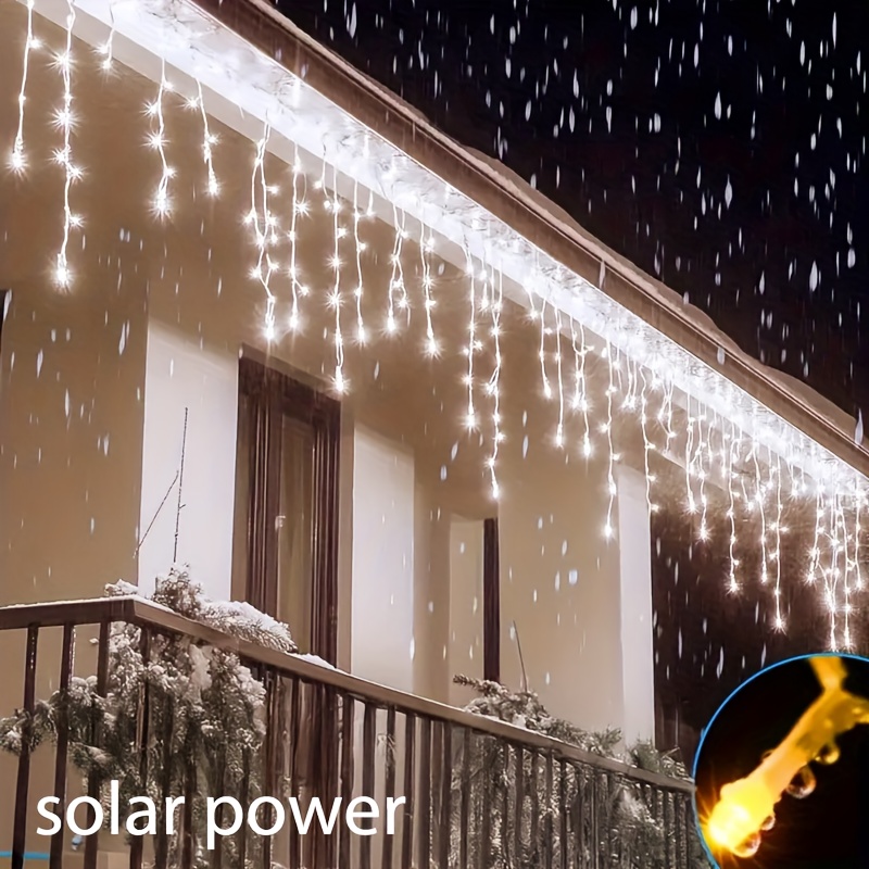 ソーラー式屋外アイシクルストリングライト、8つのモード搭載、 - Outdoor Power For Xmas Lights のレビューと価格