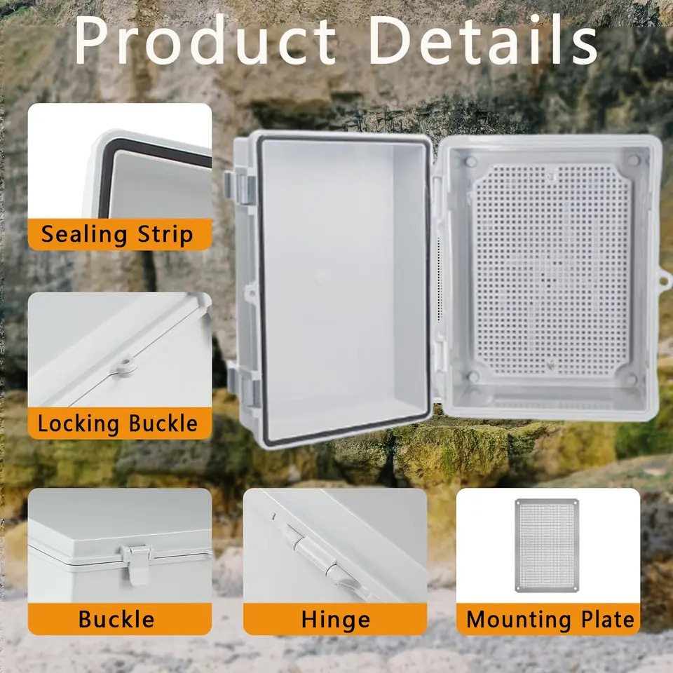 屋外IP66 ABS樹脂製ヒンジ付きプラスチック製グレー/ク - Outdoor Power Box Cover のレビューと価格