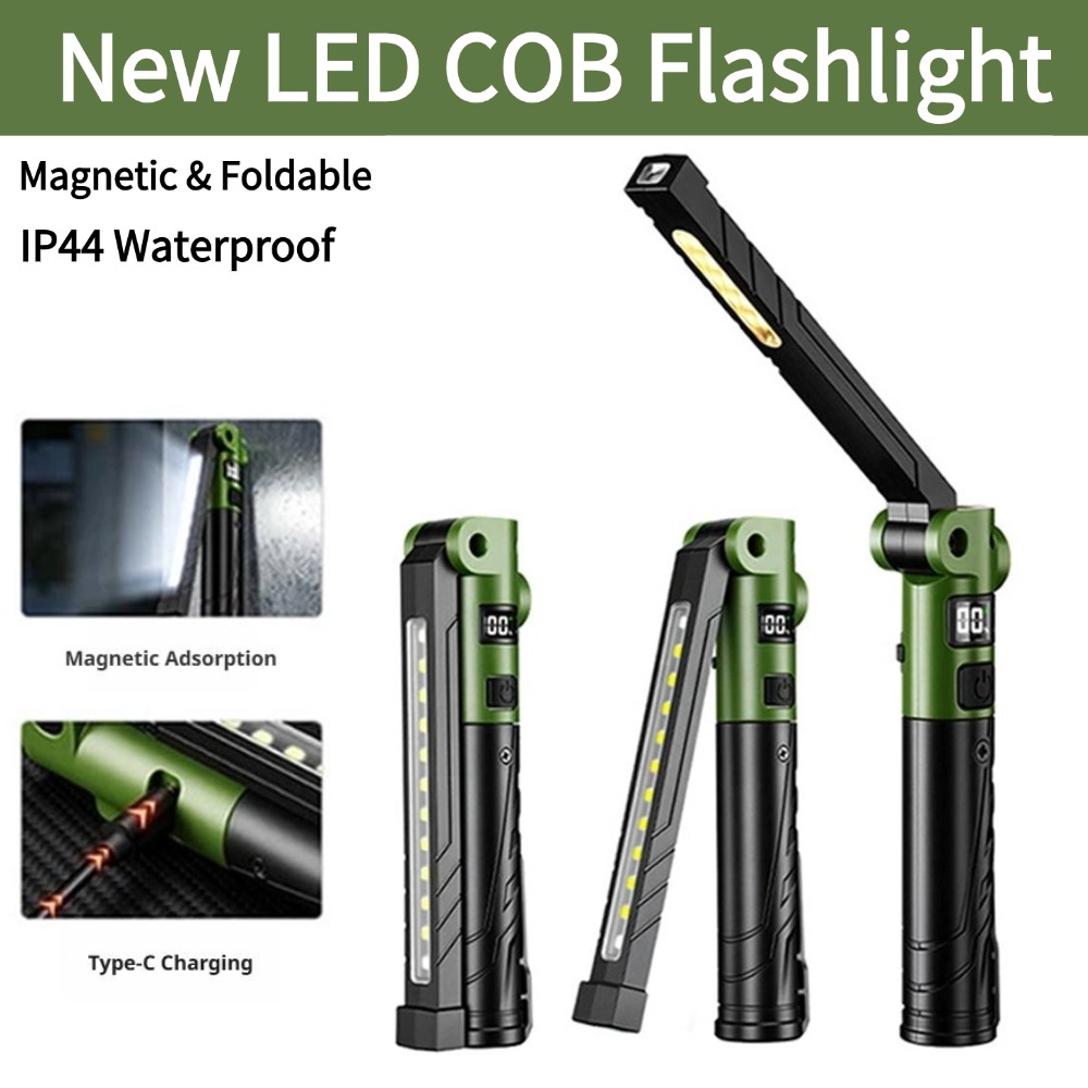 充電式LED作業灯 折りたたみ式懐中電灯 電力表示 IP44 - Outdoor Power Works のレビューと価格