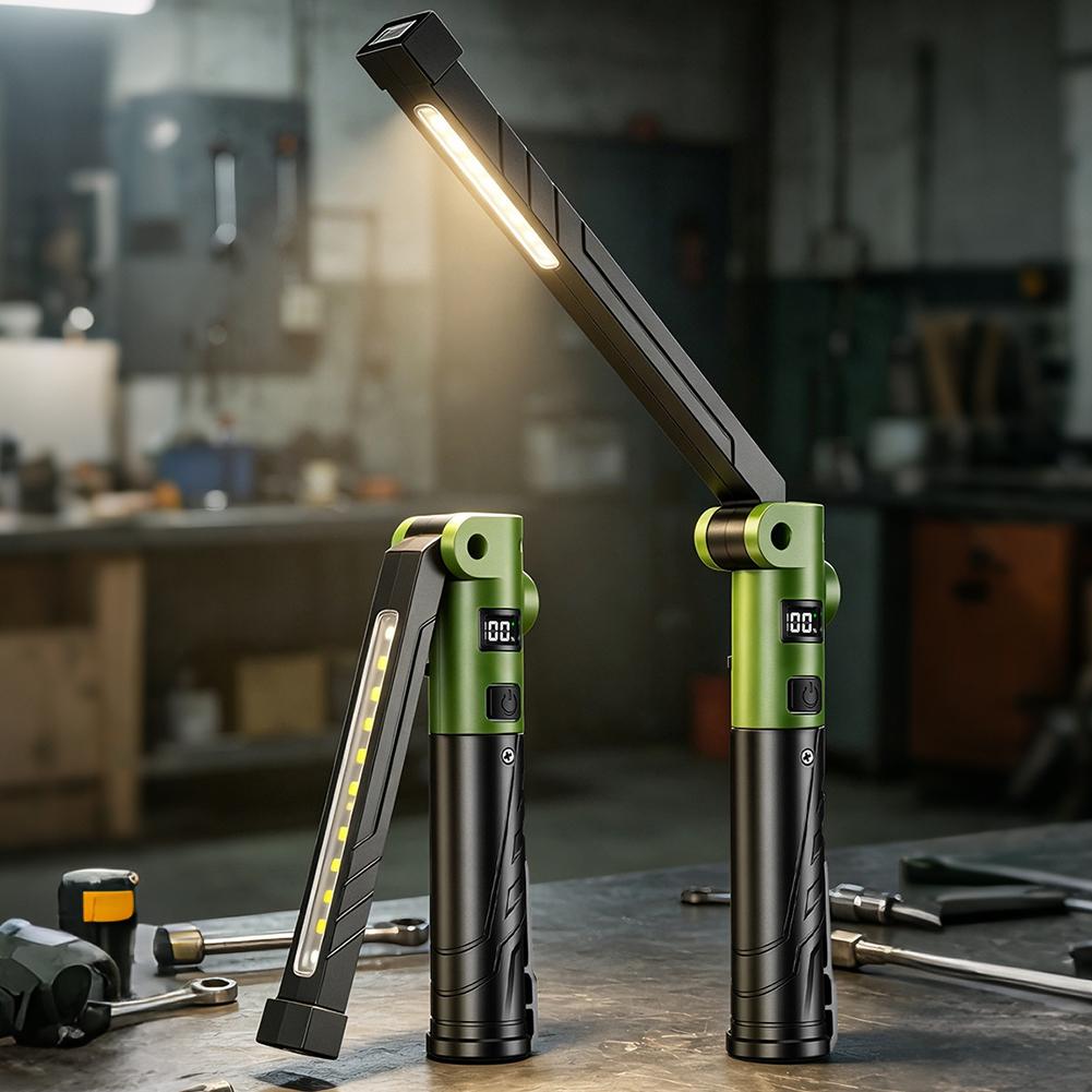 充電式LED作業灯 折りたたみ式懐中電灯 電力表示 IP44 - Outdoor Power Works のレビューと価格