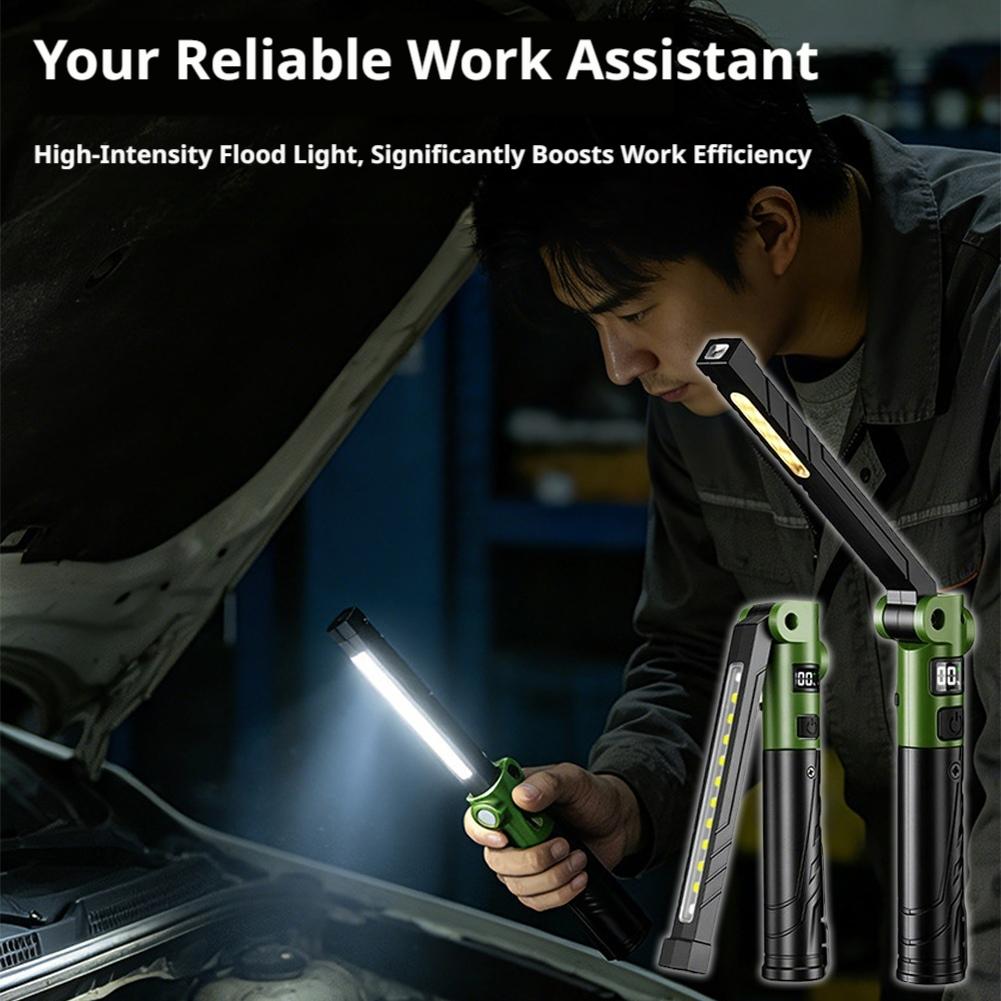 充電式LED作業灯 折りたたみ式懐中電灯 電力表示 IP44 - Outdoor Power Works のレビューと価格