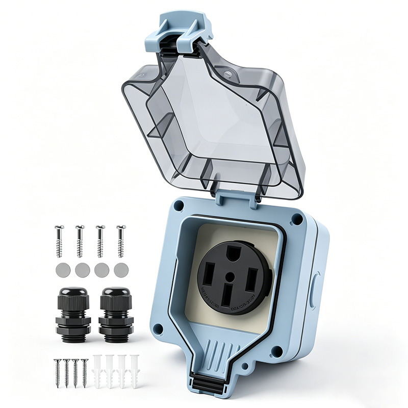 屋外電源コンセントボックス 防水IP66 50A 125v2 - Outdoor Power Box Cover のレビューと価格