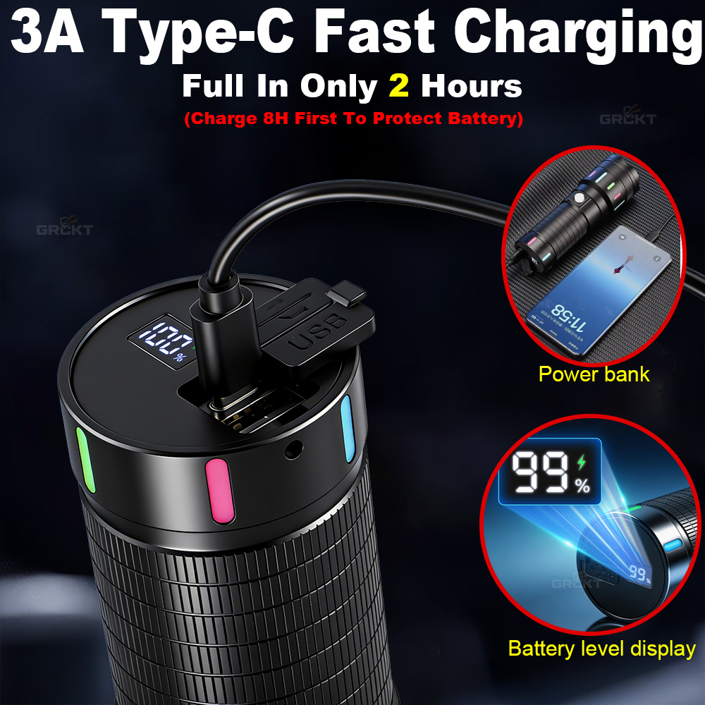 80000CD 最も強力なLED懐中電灯 ハイパワー戦術ハン - Outdoor Powerbank のレビューと価格