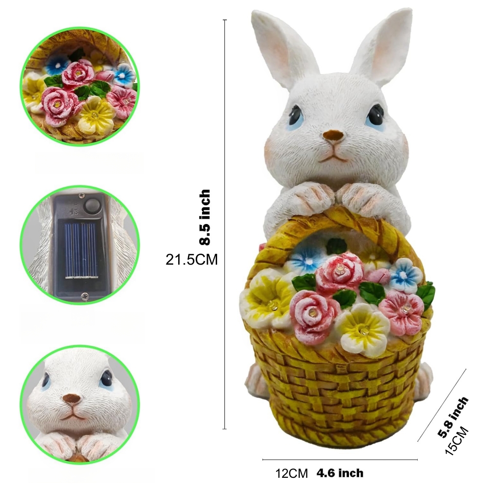 ソーラー充電式ウサギの庭飾り、樹脂製バニーと花のデコレーショ - Outdoor Power Deals のレビューと価格