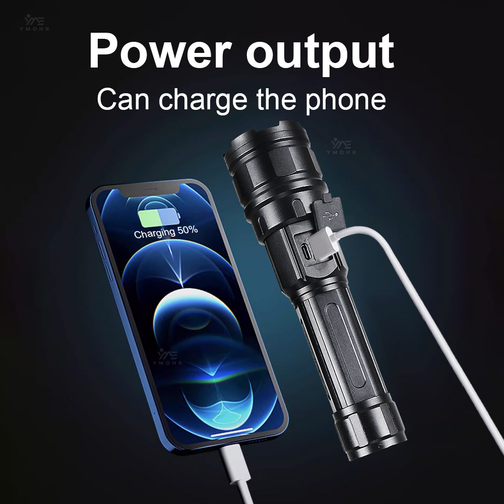 ホワイトレーザーハイパワー懐中電灯充電式ランプズーム可能な超 - Outdoor Powerbank のレビューと価格